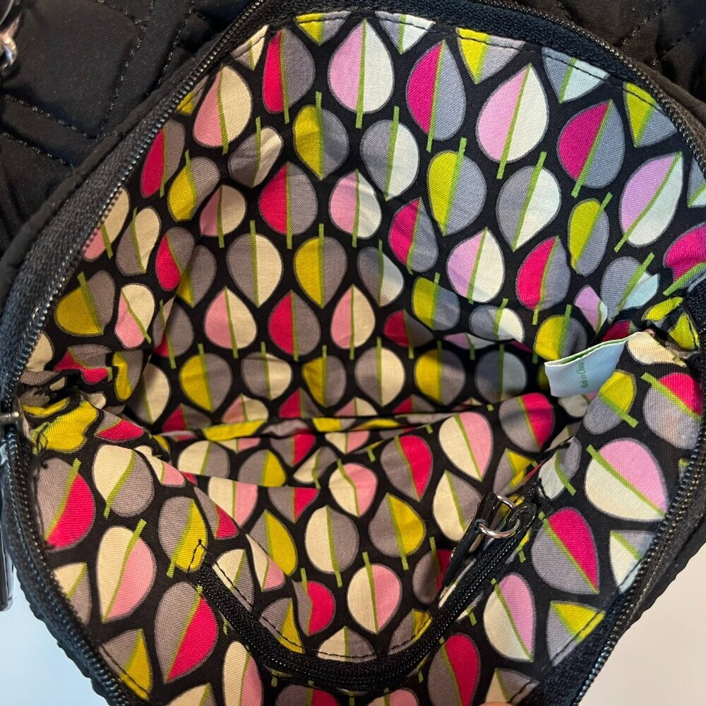 Vera Bradley Quilted Black Shoulder Bag with Leaf Lining - EUC - Picture 5 of 7
